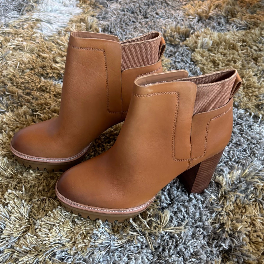 Vince Camuto Brown/Tan Lug Boots, Size 8. Never Worn